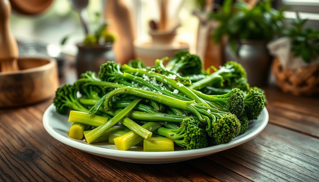 steamed broccolini